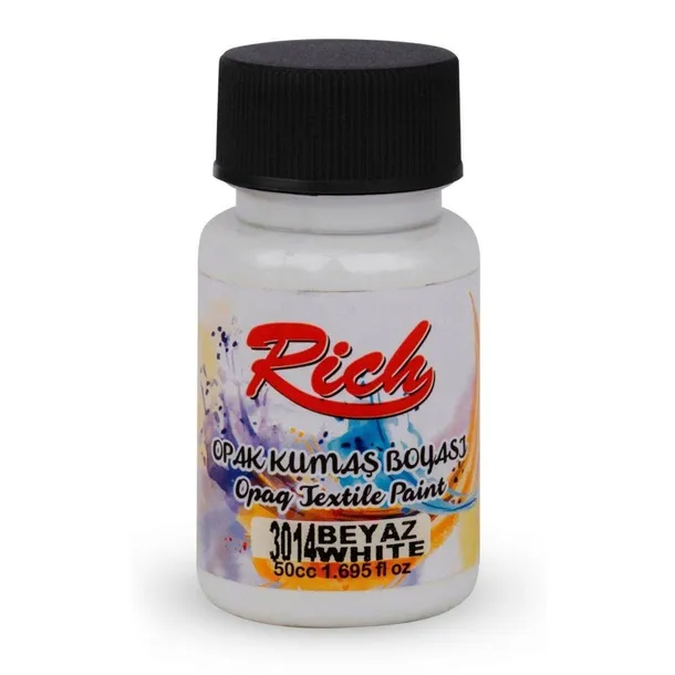 Farba do tkanin Rich 50ml biała akrylowa do malowania ubrań uniwersalna