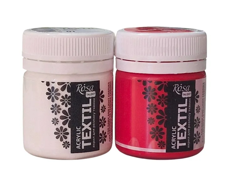 Farba do tkanin ubrań do malowania na tkaninach 20ml Zestaw biała czerwona
