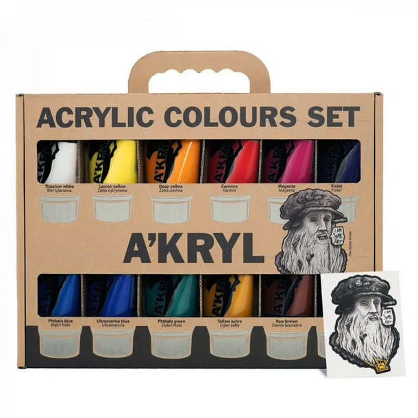Farby akrylowe Renesans 100ml Zestaw 12 kolorów farb malarskich 12x100ml