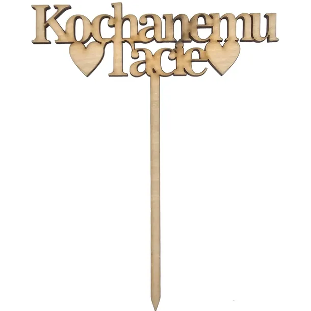 Topper drewniany Kochanemu Tacie Loveart 13 cm Dzień Ojca Dekor na piku