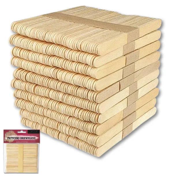 Patyczki drewniane kreatywne Loveart 11,3cm naturalne 500 sztuk DIY