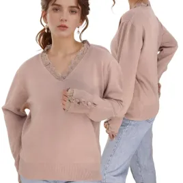 brazowy-sweter-damski-wiskoza-eleganckie-modne-dlugi-rekaw