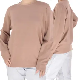 brazowy-sweter-damski-wiskoza-eleganckie-modne-dlugi-rekaw