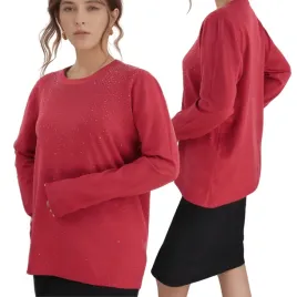 czerwony-sweter-damski-wiskoza-klasyczne-eleganckie-swetry-dlugi-rekaw