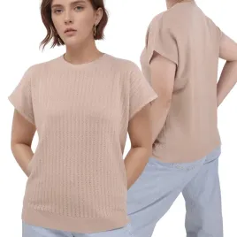 bezowy-sweter-damski-wiskoza-klasyczne-eleganckie-modne-swetry-krotki-rekaw