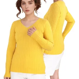 zolty-sweter-damski-wiskoza-klasyczne-eleganckie-modne-swetry-dlugi-rekaw