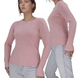 rozowy-sweter-damski-wiskoza-klasyczne-eleganckie-modne-swetry-dlugi-rekaw