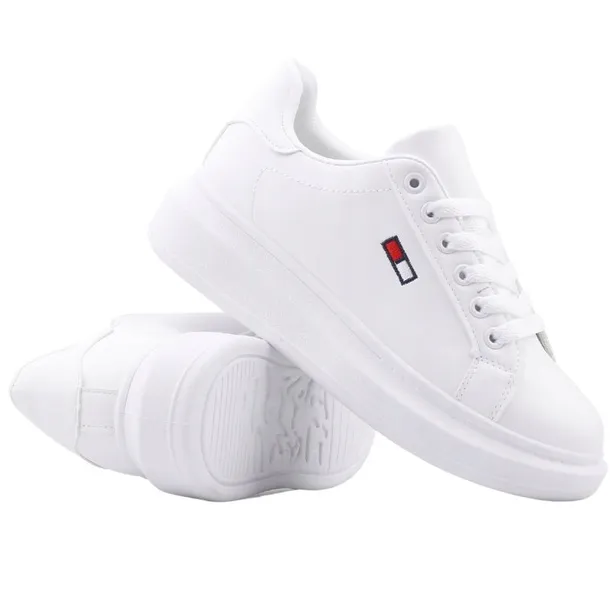 BIAŁE BUTY SPORTOWE DAMSKIE NA PLATFORMIE SNEAKERSY ZWIĄZANE KLASYCZNE