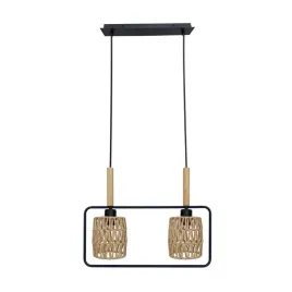crown-lampa-wiszaca-czarny-2x40w-e27-abazur-bezowy