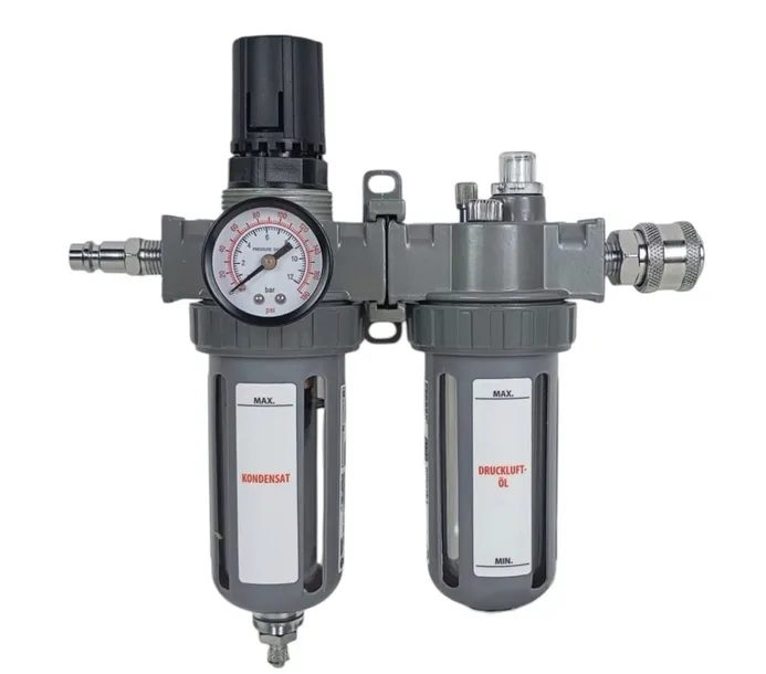 Filtr odwadniacz do kompresora 1/4” + reduktor 10 bar Naolejacz Manometr