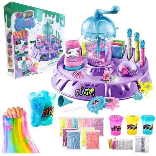 DUŻY ZESTAW DO ROBIENIA GLUTÓW GNIOTKÓW Slime Factory BROKAT Konfetti