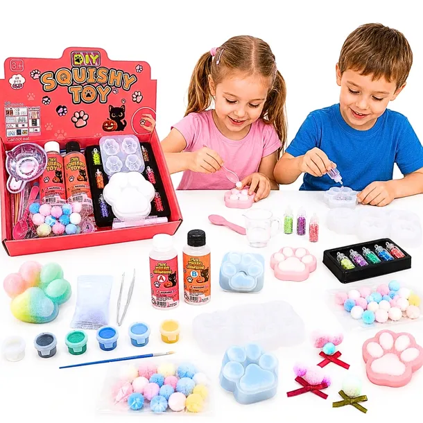 SUPER Zestaw Do Robienia GNIOTKÓW KOCIA ŁAPKA Squishy ŻEL OZDOBY FORMY FARB