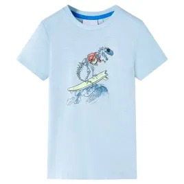 dino-kids-t-shirt-128-bawelna-jasnoniebieski-surfujacy-dinozaur