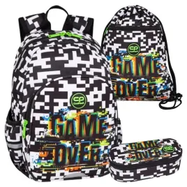 coolpack-zestaw-plecak-maly-toby-worek-na-buty-piornik-saszetka-game-over