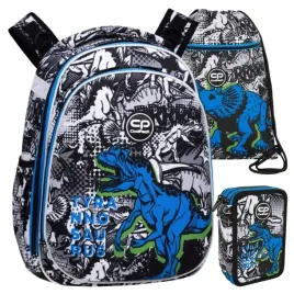 coolpack-zestaw-plecak-turtle-worek-na-buty-piornik-z-wyposazeniem-t-rex