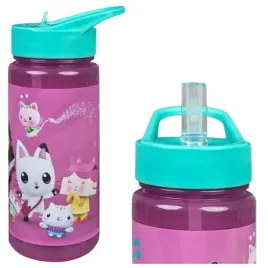 bidon-dla-dzieci-na-wode-butelka-rozowa-ze-slomka-koci-domek-gabi-500ml