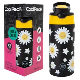 coolpack-termos-butelka-bono-ze-slomka-350-ml-daisy-black-kwiaty-stokrotki