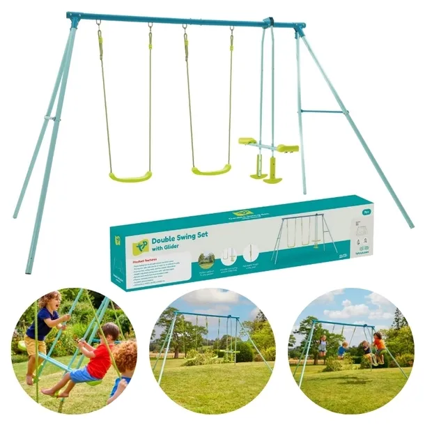 TP TOYS DUŻA HUŚTAWKA OGRODOWA METALOWA DLA 4 DZIECI PODWÓJNA PLAC ZABAW