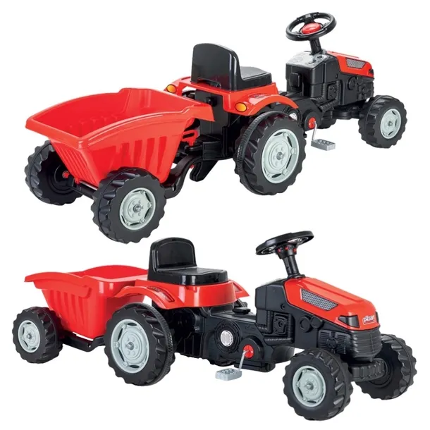TRAKTOR XXL JEŹDZIK NA PEDAŁY CZERWONY Z PRZYCZEPĄ 143 CM PILSAN 07316
