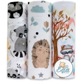 ega-kids-pieluszki-zestaw-muslinowa-tetrowa-flanelowa-3-szt-zwierzeta-lesne