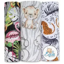 ega-kids-zestaw-pieluszki-drukowane-mix-muslin-tetra-flanela-3-szt-safari