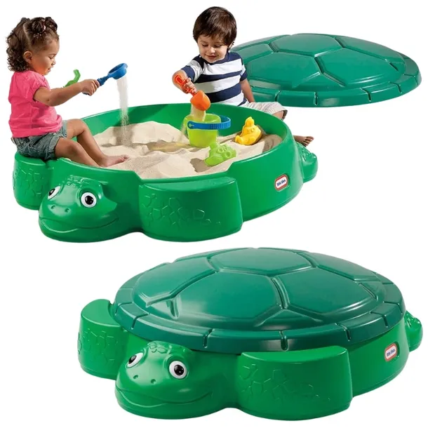 LITTLE TIKES ZIELONA PIASKOWNICA OGRODOWA Z POKRYWĄ ŻÓŁW 2 SIEDZISKA 1+