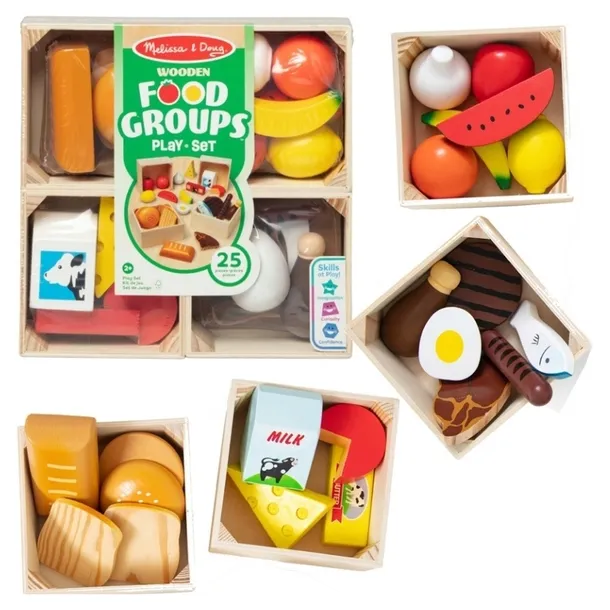 MELISSA & DOUG DREWNIANY ZESTAW DLA DZIECI JEDZENIE PRODUKTY SPOŻYWCZE