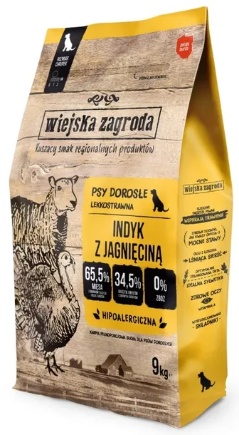 Wiejska Zagroda Indyk z jagnięciną 9kg Karma dla psa
