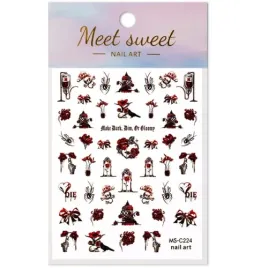 naklejki-na-paznokcie-halloween-ms-c224-roze-czarno-czerwone-zdobienia