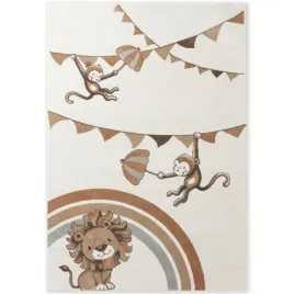 dywan-dzieciecy-160x230cmkremowy-wzor-malpki-i-lew-miekki-wlosie