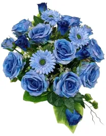 stroik-wiazanka-grob-cmentarz-niebieskie-gerbery-roze-dzien-ojca