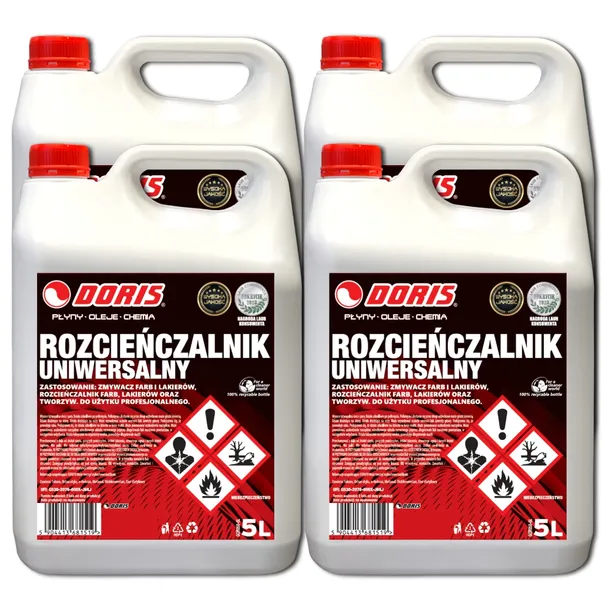 DORIS Rozcieńczalnik uniwersalny 20L Zestaw 4szt x 5L
