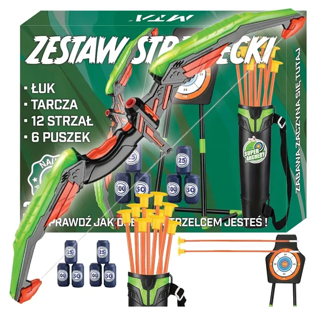 DUŻY ŁUK ŚWIECĄCY LED ZESTAW 12 STRZAŁ STRZELECKI STRZAŁY TARCZA KOŁCZAN