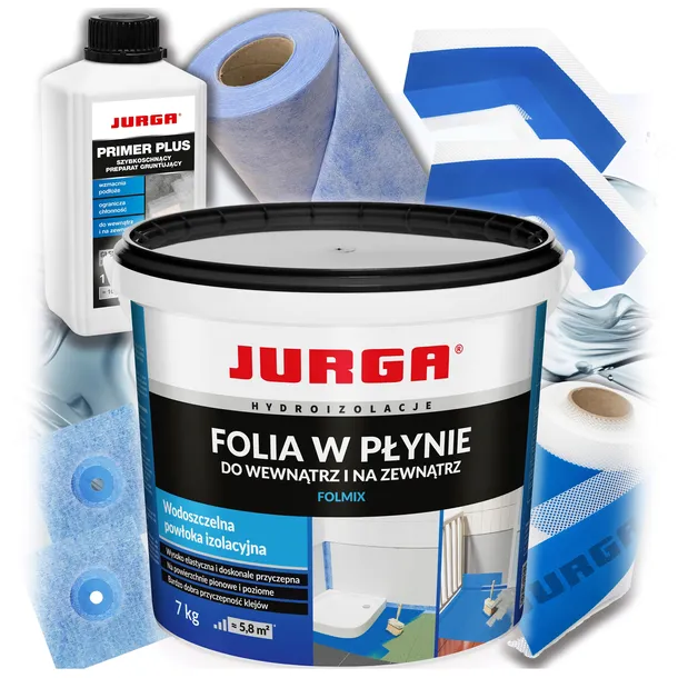 Hydroizolacja Łazienki Zestaw Pod Brodzik Prysznic z Folią w Płynie 7 KG