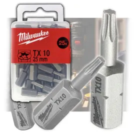 bity-torx-tx10-25mm-hex-1-4-25-szt-milwaukee-stal-s2-wysoka-twardosc-60hrc
