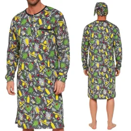 koszula-nocna-meska-pizama-ze-szlafmyca-losowy-wzor-cornette-xxl