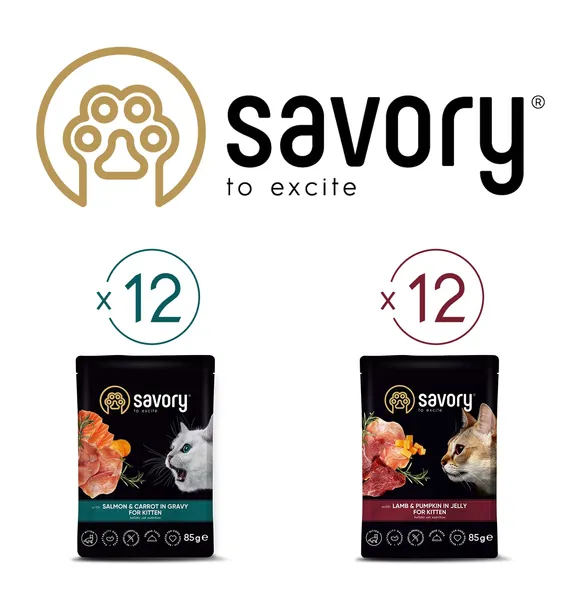 Savory Mokra karma dla kitten junior MIX SMAKOW 24x85g