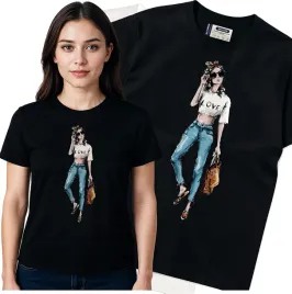 koszulka-damska-czarny-bawelna-t-shirt-s-nadruk
