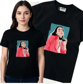 koszulka-damska-czarny-bawelna-t-shirt-s-nadruk