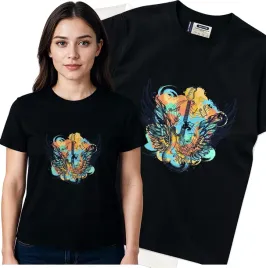 koszulka-damska-czarny-bawelna-t-shirt-m-nadruk