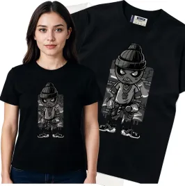 koszulka-damska-czarny-bawelna-t-shirt-m-nadruk
