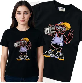 koszulka-damska-czarny-bawelna-t-shirt-l-nadruk