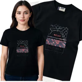 koszulka-damska-czarny-bawelna-t-shirt-m-nadruk