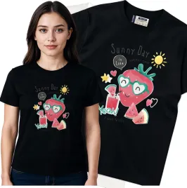 koszulka-damska-czarny-bawelna-t-shirt-l-nadruk