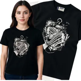 koszulka-damska-czarny-bawelna-t-shirt-s-nadruk