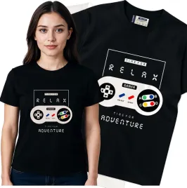 koszulka-damska-czarny-bawelna-t-shirt-m-nadruk