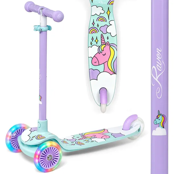 Hulajnoga trójkołowa balansowa dla dzieci RAVEN Laviana Violet/Mint LED