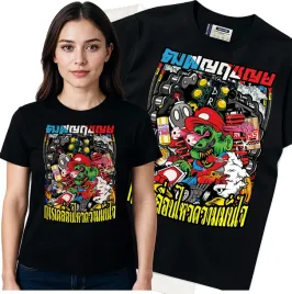 koszulka-damska-czarny-bawelna-t-shirt-s-nadruk