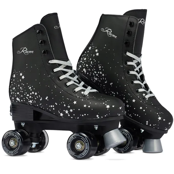 Retro Wrotki Regulowane RAVEN Noa Black LED 35-38