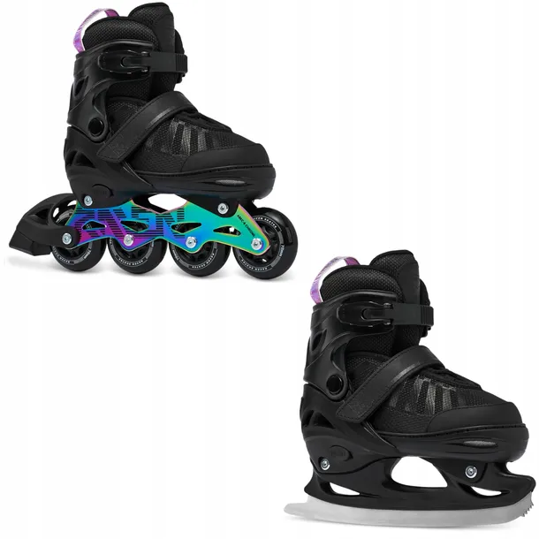 Rolki Łyżwy figurowe 2w1 Regulowane RAVEN Oxen Black/Neo Chrome 38-42